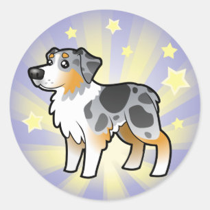 Little Star Australian Shepherd Runder Aufkleber