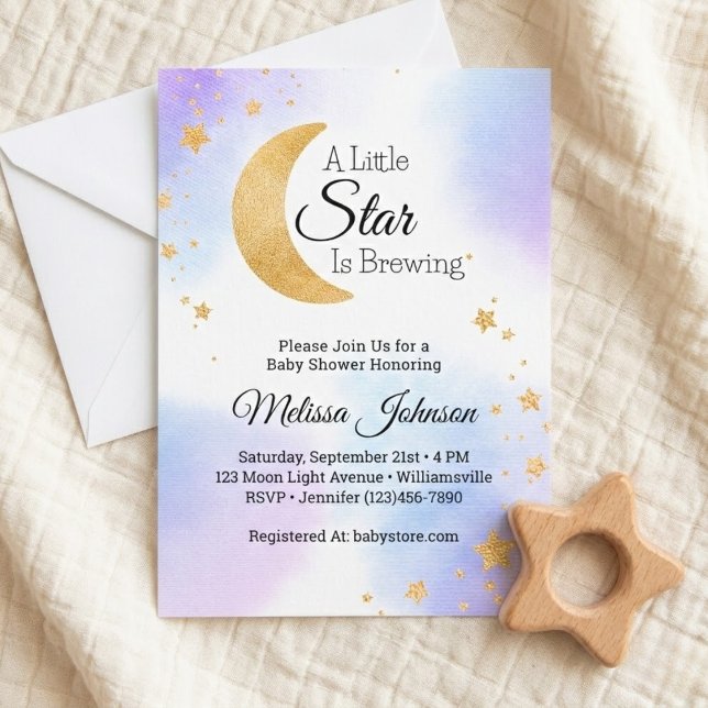 Little Star Brewing Celestial Baby Shower Einladung (Little Star Brewing Celestial Baby Shower Invitation)