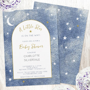 Little Star Celestial Watercolor Babydusche Einladung