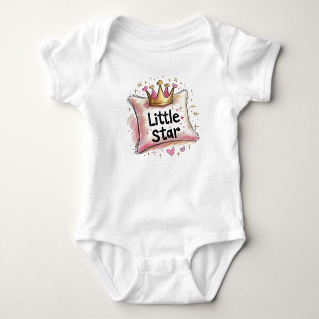 Little Star Crayon Style Kissen und Krone Baby Strampler (Vorderseite)