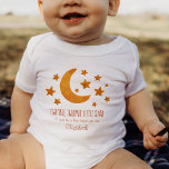 Little Star Name Moon & Star Watercolor Whimsical Baby Strampler<br><div class="desc">Geschlecht Neutrale Wasserfarbe whimsikale Mond und Sterne bemalt Tinkle kleinen Stern personalisierten Baby Körper Anzug. Personalisierbar!</div>
