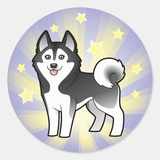 Little Star Siberian Husky / Alaskan Malamute Runder Aufkleber (Vorderseite)