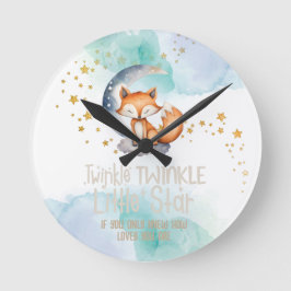 Little Star Woodland Fox Kinderzimmer Runde Wanduhr