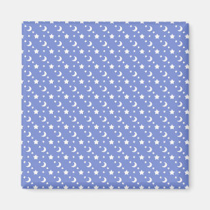 Little Stars and Moons Pattern auf blau Magnet