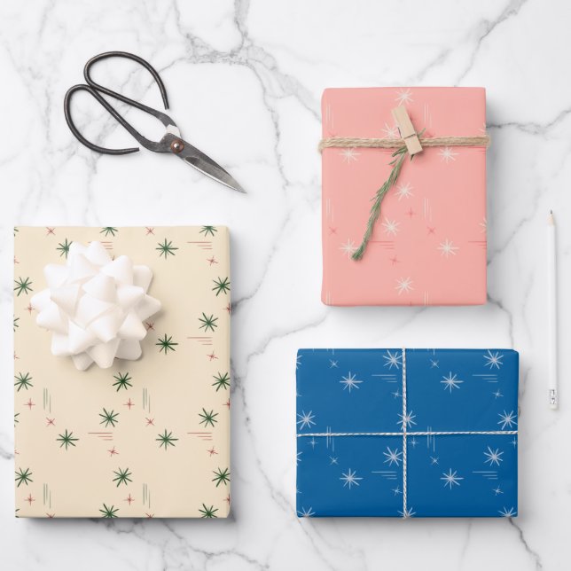 Little stars wrapping paper set of 3 geschenkpapier set (Vorderseite)