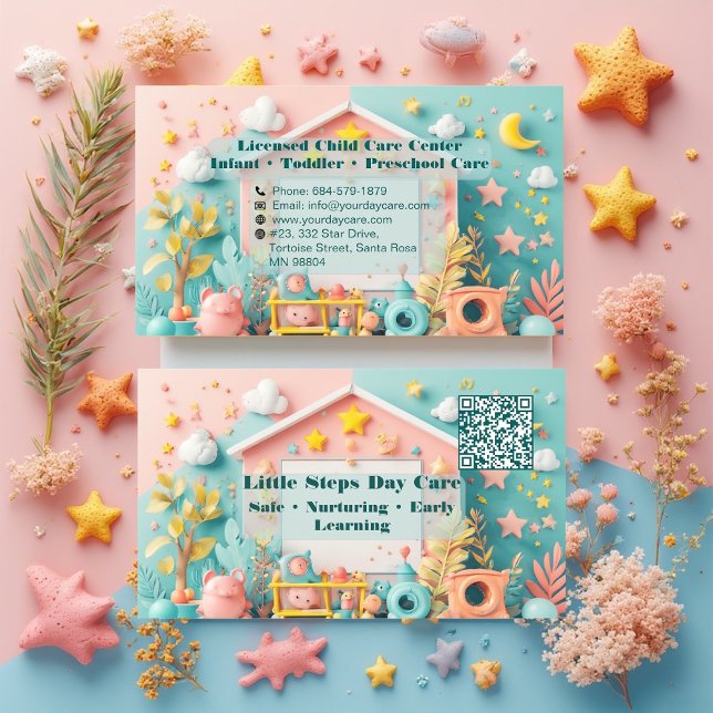 Little Steps Day Care Small Business QR Code  Visitenkarte (Little Steps Day Care Small Business QR Code Business Card)