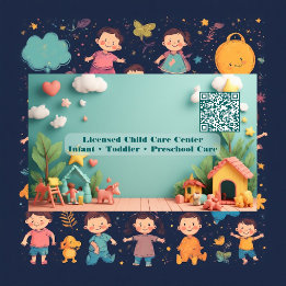 Little Steps Montessori Day Care QR Code Pastel Visitenkarte