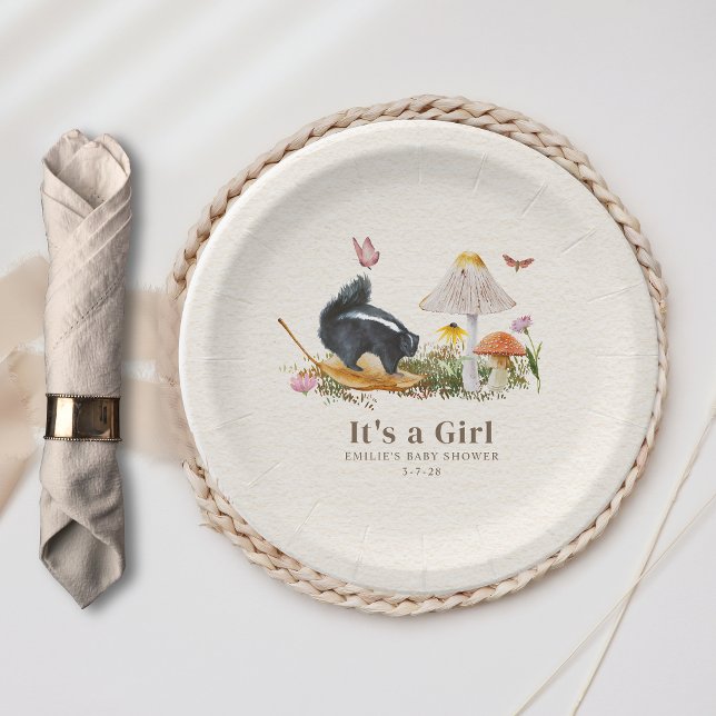 Little Stinker Woodland Skunk Girl Baby Shower Pappteller (Von Creator hochgeladen)