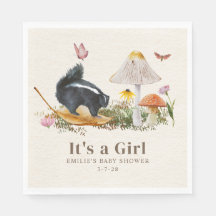 Little Stinker Woodland Skunk Girl Baby Shower
