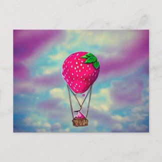 Little Strawberry Hot Air Ballon Postkarte