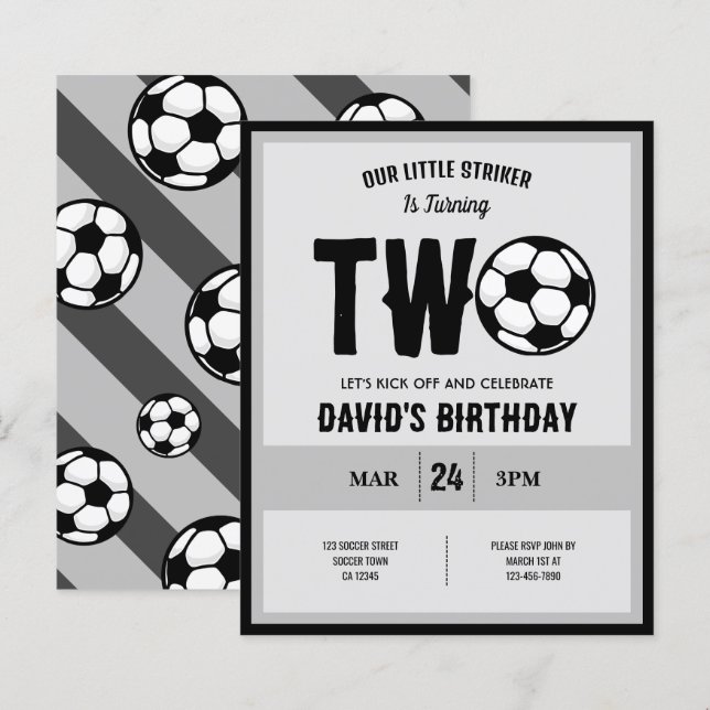 Little Striker Soccer Budget 2. Geburtstag Einladu (Vorne/Hinten)