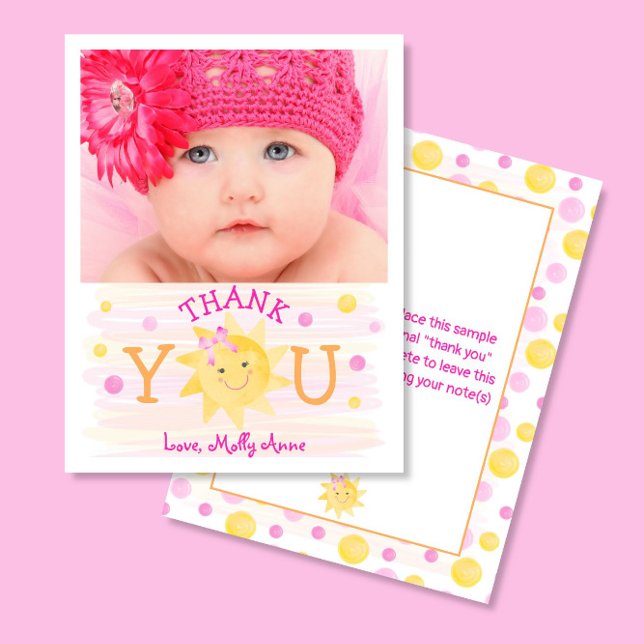 Little Sunshine 1st Birthday Girl Dankeskarte (Von Creator hochgeladen)