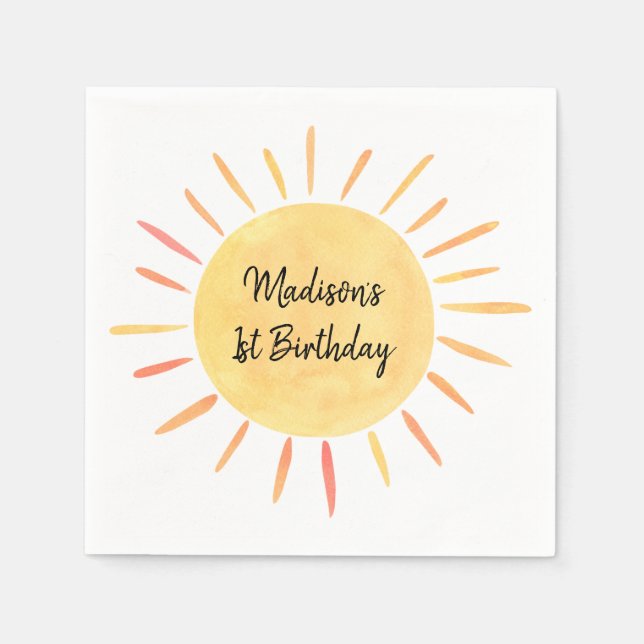 Little Sunshine Boho Birthday Serviette (Vorderseite)