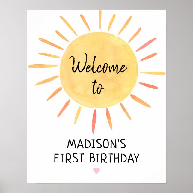 Little Sunshine Boho Birthday Willkommen Poster (Vorne)