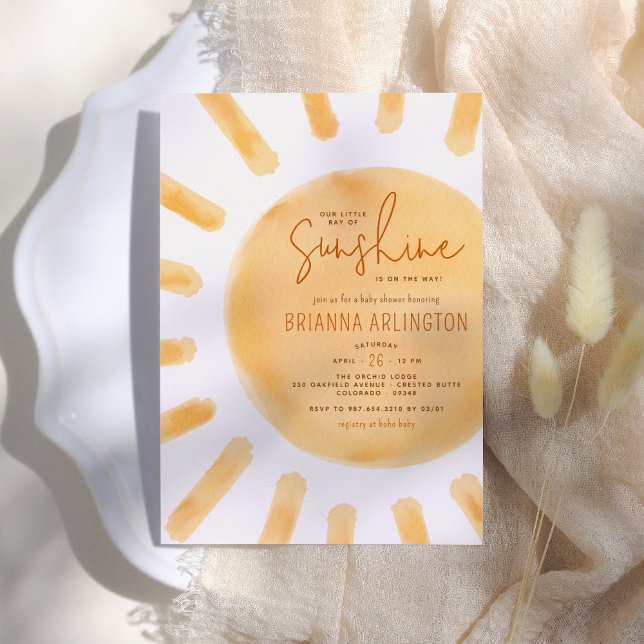 Little Sunshine | Boho Gender Neutral Baby Shower Einladung (Von Creator hochgeladen)