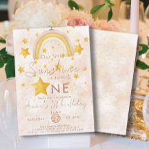 Little Sunshine Boho Rainbow Gold Star Geburtstag