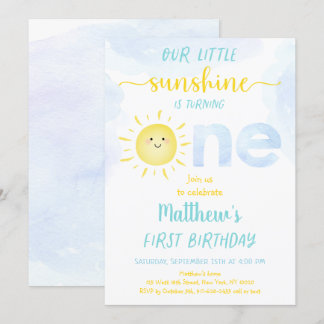 Little Sunshine Boy First Geburtstag Einladung