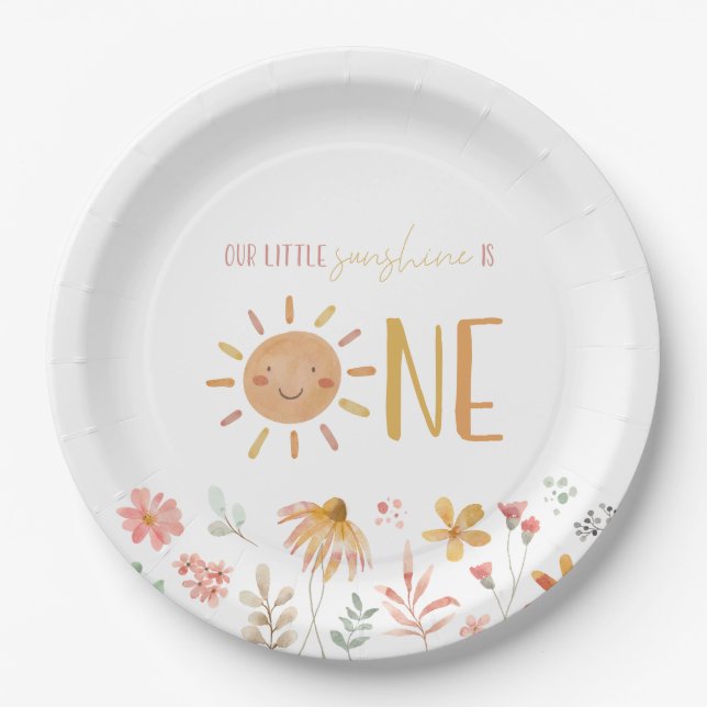 Little Sunshine First Birthday Pappteller (Vorderseite)