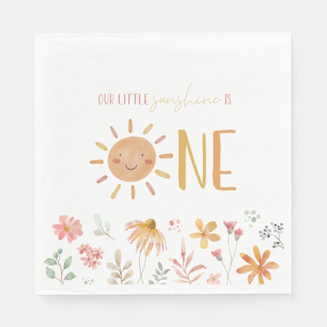 Little Sunshine First Birthday Serviette (Vorderseite)