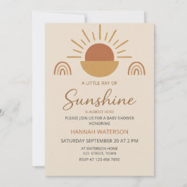 Little Sunshine Gender Neutral Boho Baby Shower Einladung
