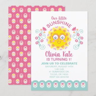 Little Sunshine Girl 1. Geburtstag Einladung