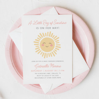 Little Sunshine Girl Baby Dusche Einladung