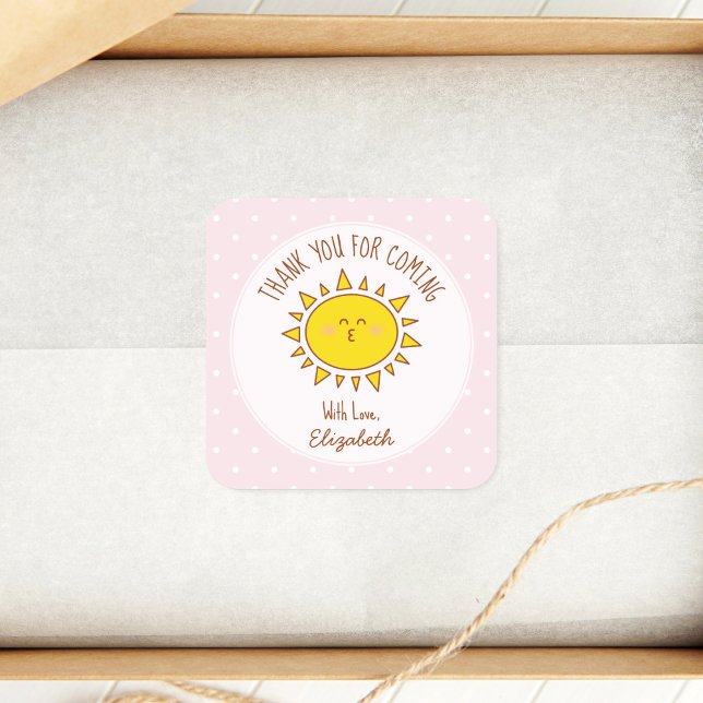 Little Sunshine Girl Birthday Danke, dass ihr geko Quadratischer Aufkleber (Von Creator hochgeladen)