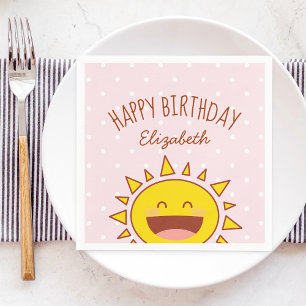 Little Sunshine Girl Geburtstag Happy Birthday Par Serviette