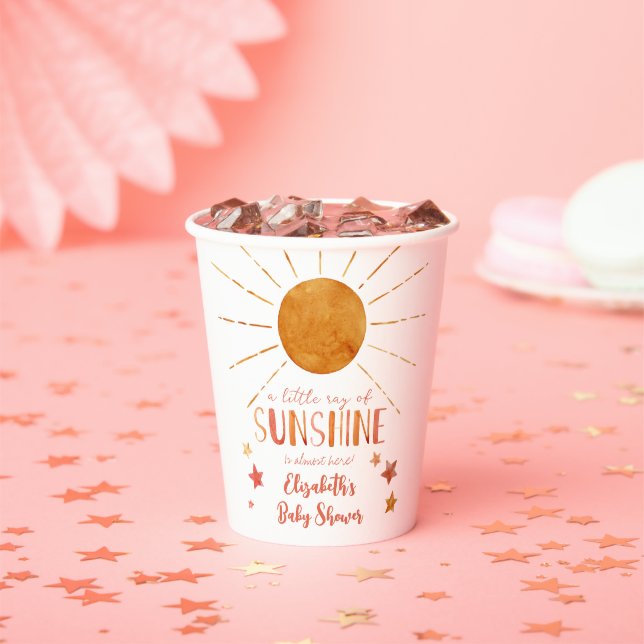 Little Sunshine Girl Whimsical Baby Dusche Pappbecher (Insitu)