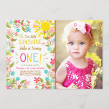 Little Sunshine Invitation fête d'anniversaire Flo