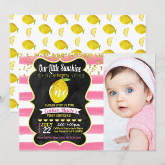 Little Sunshine Lemon Birthday Foto Einladung