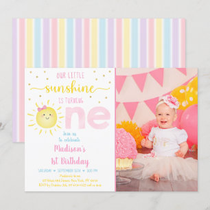 Little Sunshine Pastel Pink Gold Zum Geburtstag Einladung