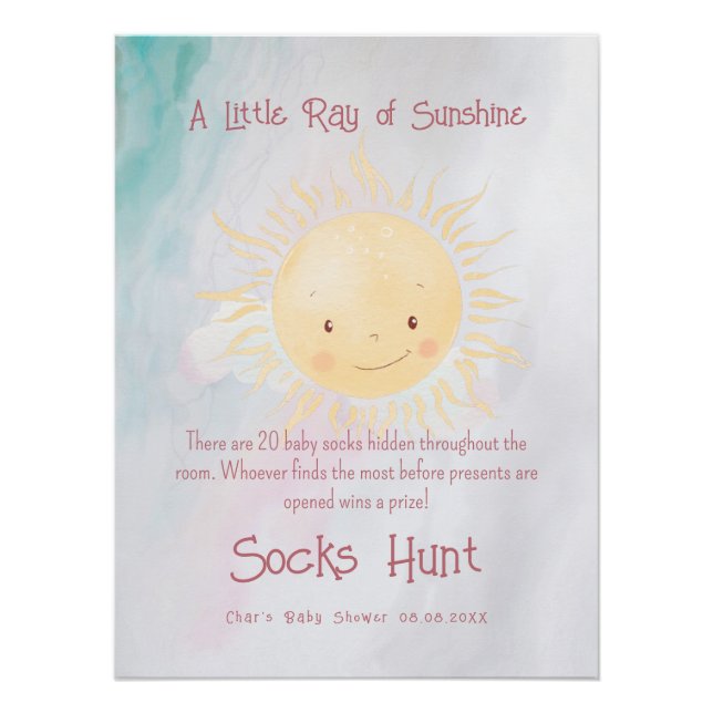 Little Sunshine Theme Shower Sock Hunt Poster (Vorderseite)