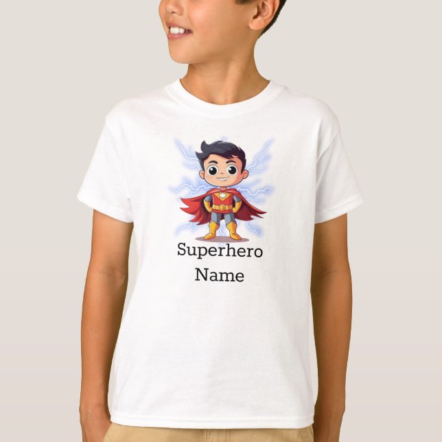 Little Superhero Action Personalisiert T-Shirt (Vorderseite)