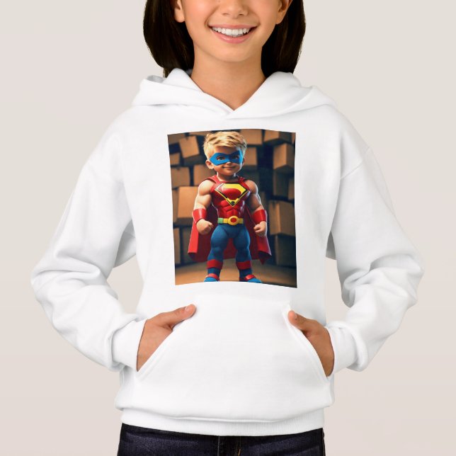 Little Superhero Boy 3D Cartoon - Strong & Lächeln Hoodie (Vorderseite)