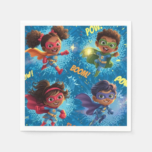 Little Superheroes Party Serviette (Vorderseite)