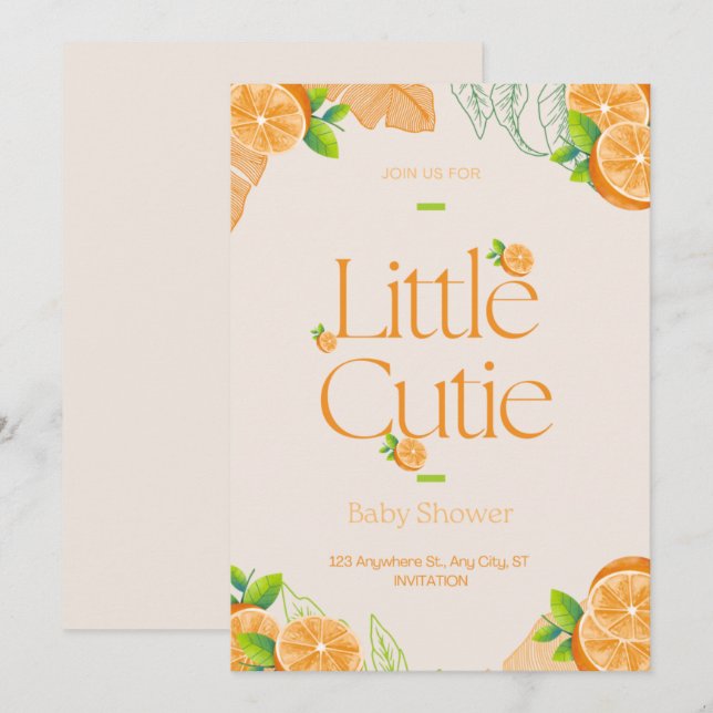 Little Süsse Baby Duwer Greenery Gender Neutral Einladung (Vorne/Hinten)