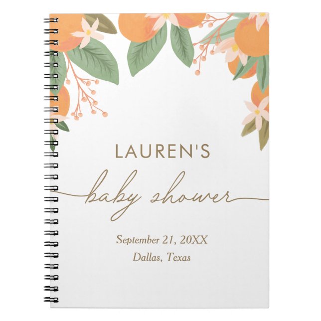 Little Süsse Citrus Baby Shower Gästebuch Notizblock (Vorderseite)