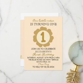 Little Süsse Gold Floral 1. Geburtstag Einladung C