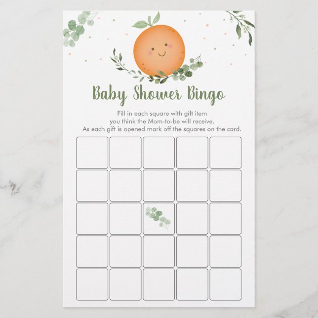 Little Süsse Greenery Baby Shower Bingo Game (Vorderseite)