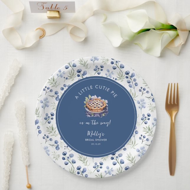 Little Süsse Pie Blueberry Gingham Baby Shower Pappteller (Hochzeit)