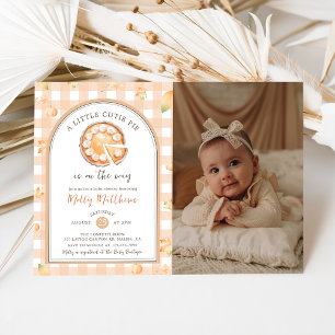 Little Süsse Pie Fall Pumpkin Gingham Baby Dusche Einladung