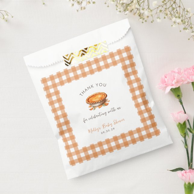 Little Süsse Pie Fall Pumpkin Gingham Baby Dusche Geschenktütchen (Versiegelt)