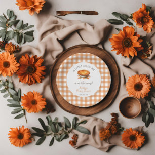 Little Süsse Pie Fall Pumpkin Gingham Baby Dusche Pappteller