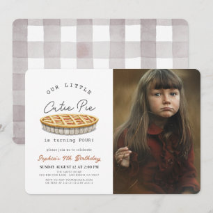 Little Süsse Pie Fall Weißes Geburtstagsfest Foto Einladung