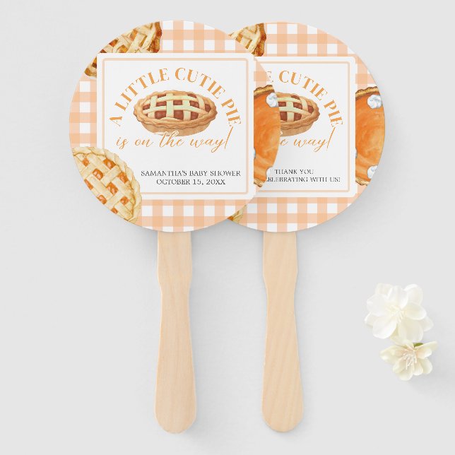 Little Süsse Pie Gingham Baby Shower Fächer (Vorne und Hinten)