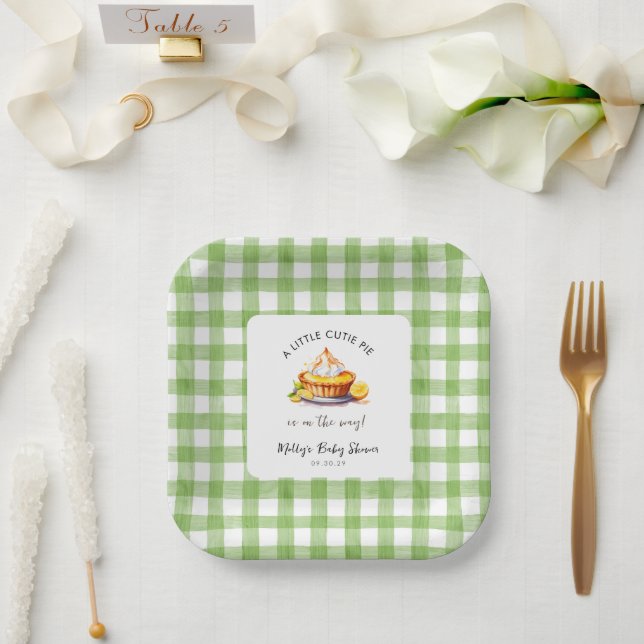 Little Süsse Pie Gingham Baby Shower Pappteller (Hochzeit)