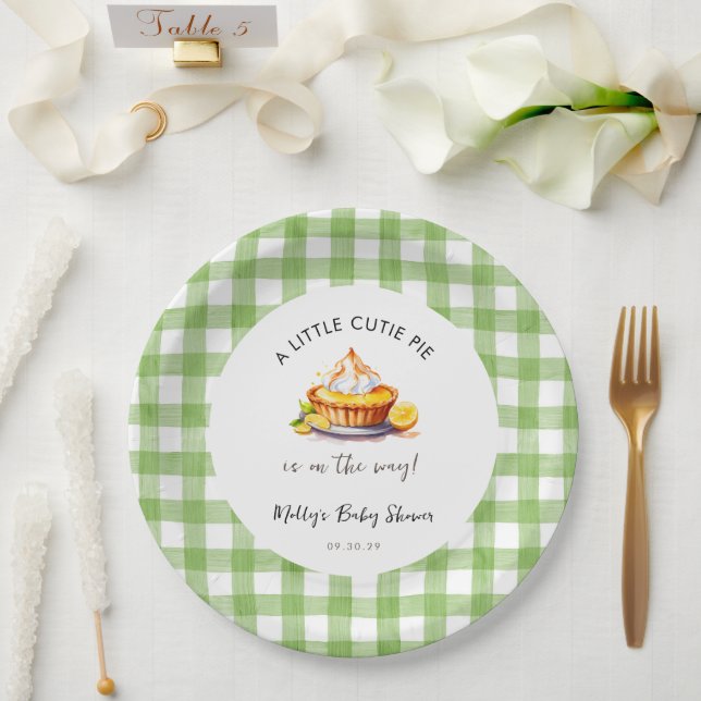Little Süsse Pie Gingham Baby Shower Pappteller (Hochzeit)