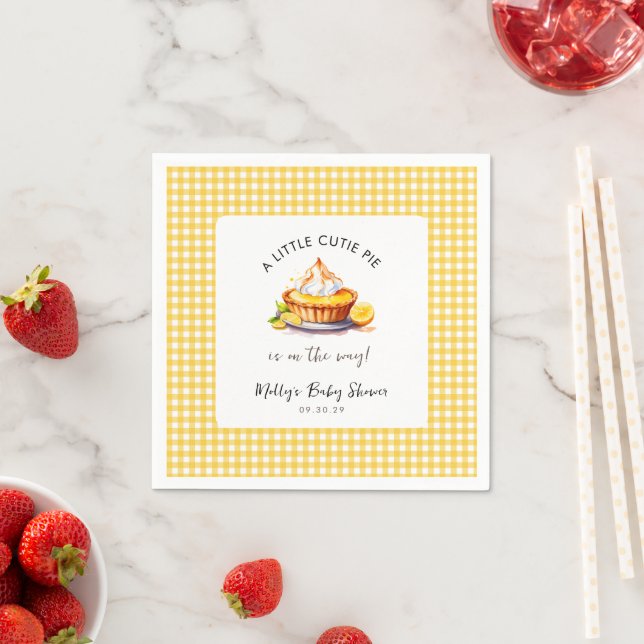Little Süsse Pie Lemon Gingham Baby Shower Napkins Serviette (Beispiel)