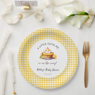 Little Süsse Pie Lemon Gingham Baby Shower Pappteller